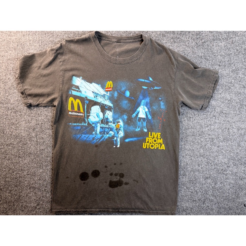 Travis Scott Cactus Jack McDonalds Live From Utopia Shirt L Brown Graphic Tee